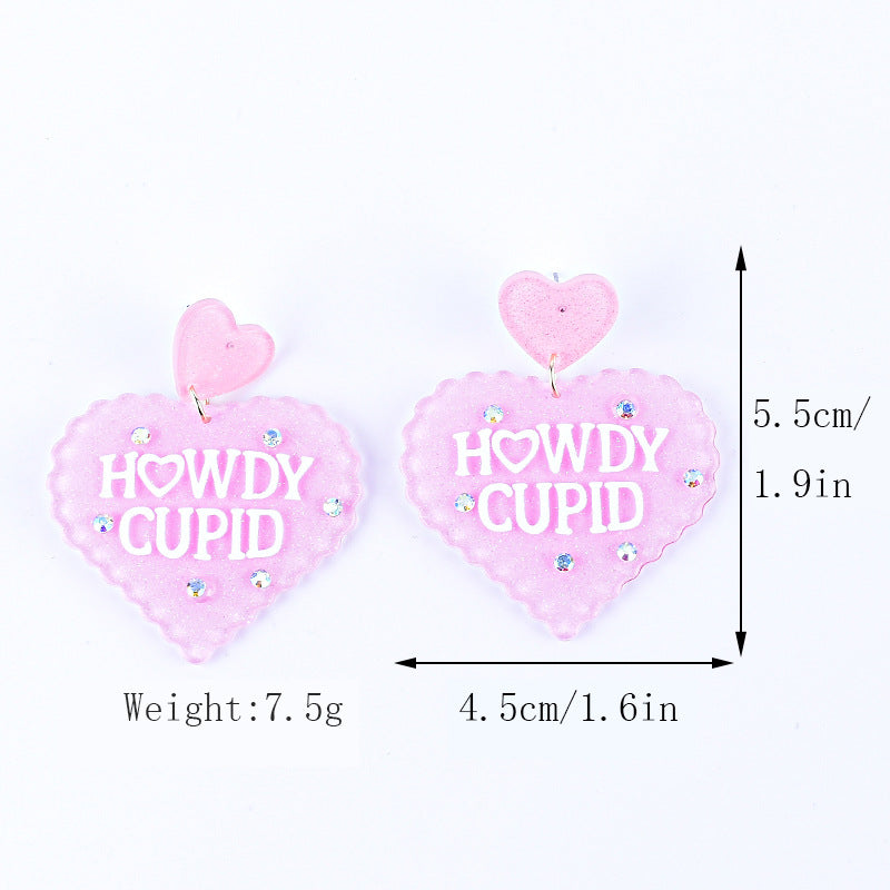 Wholesale New Valentine's Day earrings red pink purple lovely earrings Cupid letter earrings